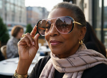 Classy Elegant Vintage Retro Aviator Style SUNGLASSES Large Pink & Gold Frame 2888
