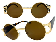 Classic Vintage Retro Luxury Hip Hop Rapper Style SUNGLASSES Round Gold Frame - Brown Lens 6556