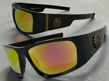 Classic Hardcore Gangster Biker Style Choppers SUNGLASSES Thick Black Frame - Gold Lens 6786