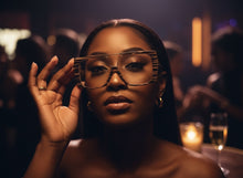 Oversized Classic Vintage Retro Shield Style Clear Lens EYEGLASSES Large Beige & Brown Frame 3130
