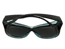 Women's Classy Elegant Luxurious Bling POLARIZED SUNGLASSES Black & Blue Frame Over RX Glass Fit 7833