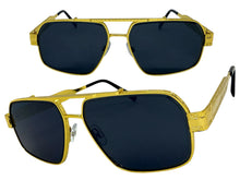 Classic Vintage Retro Luxury Hip Hop Rapper Style SUNGLASSES Square Gold Frame - Dark Lens E2206
