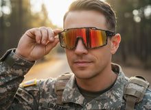 Military Tactical Hunting Fishing Wrap Around Safety SUNGLASSES Camouflage Frame - Gold Lens CAMO3