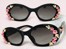 Classic Elegant Vintage Retro Style SUNGLASSES Thick Black Oval Floral Frame 17008