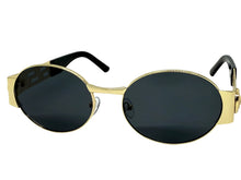 Classic Vintage Retro Luxury Hip Hop Rapper Style SUNGLASSES Oval Gold Frame - Dark Lens 27736