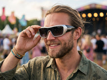 Space Futuristic Robotic Cyclops Modern Contemporary Party Raver SUNGLASSES Sleek Silver Frame LH315