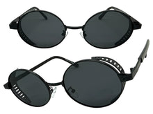 Classic Elegant Vintage Retro Style SUNGLASSES Oval Gold Frame - Dark Tint 27740