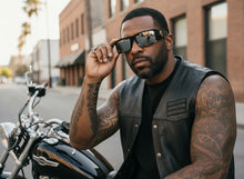 Classic Hardcore Gangster Biker Style Choppers SUNGLASSES Thick Black Frame - Silver Lens 6785