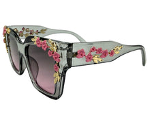 Classic Elegant Vintage Retro Style SUNGLASSES Large Thick Square Gray Floral Frame 17004 (Copy)
