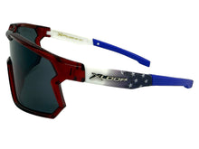 Oversized Sporty Wrap Around Style SUNGLASSES Large Red Patriotic USA Flag Frame 3737