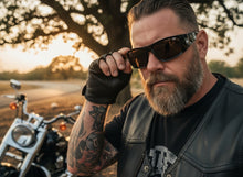 Classic Hardcore Gangster Biker Style Choppers SUNGLASSES Thick Black Frame - Brown Lens 6786