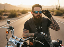 Classic Hardcore Biker Gangster Style LOCS SUNGLASSES Large Thick Black Frame - Blue Lens 91320