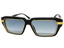 Classic Vintage Retro Luxury Hip Hop Rapper Style SUNGLASSES Square Black & Gold Frame - Blue Lens 81063