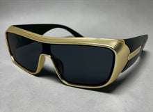 Space Futuristic Robotic Cyclops Modern Contemporary Party Raver SUNGLASSES Sleek Gold Frame LH315