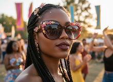 Oversized Vintage Retro Cat Eye Style SUNGLASSES Large Burgundy Frame - Flowers & Gold Leaf Accents 6806 (Copy) (Copy)