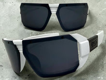 Classic Hardcore Biker Gangster Wrap Around LOCS SUNGLASSES Large White Frame - Dark Lens 91202