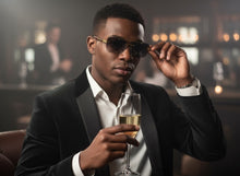 Classy Elegant Luxury Hip Hop Rapper Style SUNGLASSES Gold & Faux Wooden Frame - Gray Lens E2176