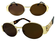 Classic Vintage Retro Luxury Hip Hop Rapper Style SUNGLASSES Oval Gold Frame - Brown Lens 27736