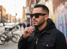 Classic Hardcore Biker Gangster Style LOCS SUNGLASSES Square Black Frame - Dark Lens 91194