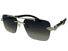 Classy Elegant Luxury Hip Hop Rapper Style SUNGLASSES Silver & Faux Wooden Frame - Gray Lens E2176