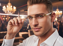 Classy Elegant Luxury Hip Hop Rapper Style SUNGLASSES Gold & Faux Wooden Frame - Clear Lens E2176