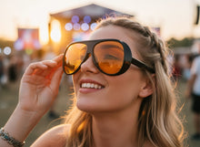 Exaggerated Classic Vintage Retro Style SUNGLASSES Black Frame - Orange Lens 2465