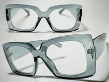 Oversized Classic Vintage Retro Style Clear Lens EYEGLASSES Thick Square Gray Frame 81218