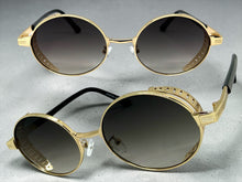 Classic Elegant Vintage Retro Style SUNGLASSES Oval Gold Frame - Gradient Lens 27740