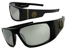 Classic Hardcore Gangster Biker Style Choppers SUNGLASSES Thick Black Frame - Silver Lens 6786