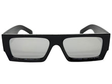 Classic Hardcore Biker Gangster Style LOCS SUNGLASSES X-Large Thick Black Frame - Chrome Lens 91321