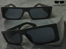 Classic Hardcore Biker Gangster Style SUNGLASSES Thick Rectangular Black Frame - Dark Lens 81019