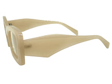 Exaggerated Classic Vintage RETRO Cat Eye Style READING GLASSES READERS Beige Frame - Lens Strength +1.25