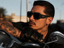 Classic Hardcore Biker Gangster Style LOCS SUNGLASSES Large Thick Matte Black Frame - Dark Lens 91336