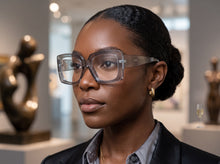 Oversized Classic Vintage Retro Style Clear Lens EYEGLASSES Thick Square Gray Frame 81218