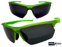 Classic Sporty Wrap Around Fishing Cycling POLARIZED Lens SUNGLASSES Semi Rimless Neon Green Frame 5124