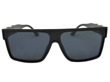 Classic Hardcore Biker Gangster Shield Style LOCS SUNGLASSES Large Black Frame - Dark Lens 91324