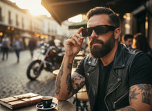 Classic Hardcore Biker Gangster Style SUNGLASSES Thick Rectangular Black Frame - Dark Lens 81019