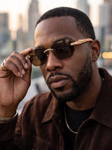 Classy Elegant Luxury Hip Hop Rapper Style SUNGLASSES Gold & Faux Wooden Frame - Brown Lens 27804