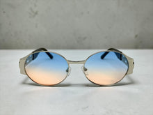 Classic Vintage Retro Luxury Hip Hop Rapper Style SUNGLASSES Oval Silver Frame - Blue Lens 27736