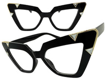 Oversized Vintage Retro Cat Eye Style Clear Lens EYEGLASSES Large Black Optical Frame 13188