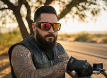 Classic Hardcore Gangster Biker Style Choppers SUNGLASSES Thick Black Frame - Gold Lens 6786