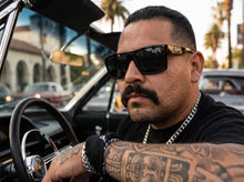 Classic Hardcore Biker Gangster Style LOCS SUNGLASSES Large Black Frame - Dark Lens 91189