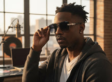 Classy Elegant Luxury Hip Hop Rapper Style SUNGLASSES Silver & Black Frame - Silver Cross & Fleur De Lis 27774