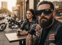 Classic Hardcore Biker Gangster Style SUNGLASSES Large Thick Matte Black Frame - Dark Lens B0335