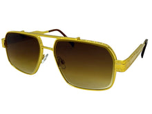 Classic Vintage Retro Luxury Hip Hop Rapper Style SUNGLASSES Square Gold Frame - Honey Lens E2206