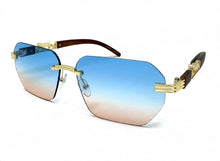 Classy Elegant Luxury Hip Hop Rapper Style SUNGLASSES Gold & Faux Wooden Frame - Multicolor Lens 27804
