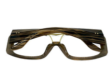 Oversized Classic Vintage Retro Shield Style Clear Lens EYEGLASSES Large Beige & Brown Frame 3130