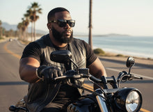 Classic Hardcore Biker Gangster Style LOCS SUNGLASSES Large Black Frame - Dark Lens 91189