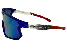 Oversized Sporty Wrap Around Style SUNGLASSES Large Blue Patriotic USA Flag Frame 3737