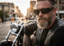 Classic Hardcore Gangster Biker Style Choppers SUNGLASSES Thick Carbon Fiber Frame - Dark Lens 6786